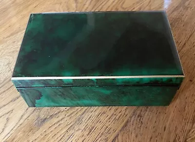 Vintage Otagiri Malachite Box With Mirror Japanese Lacquerware • £15