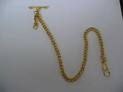 £7.99 • Buy Single Albert   Gold Plated Pocket Watch Chain Fob T Bar Standard