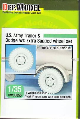 DEFDW30055 1:35 DEF Model US Army Trailer & Dodge WC Extra Sagged Wheel Set • $13.79