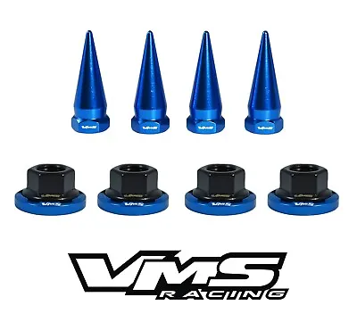 6 Vms Racing 14mm Strut Spikes + Blue Washers & Black Flanged Nuts For Nissan • $39.95