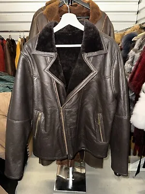 Shearling Mens Coat Biker Bomber Jacket Size Extra Large LUXOR LEATHERS & FURS • $200