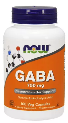 NOW Supplements GABA 750mg - 100 Veg Capsules • $13.63