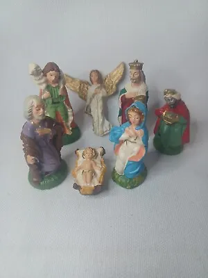 Vintage 7 Pc Nativity Manger SET Made In Italy Hand Painted Baby Jesus Christmas • $25