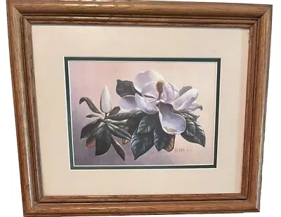 Vintage RC Davis ‘78 Wood Framed Magnolia Print 16” X 13” • $67.73