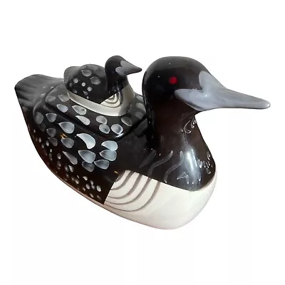 Loon Duck Cookie Jar Loon Duckling On Lid Ceramic Unmarked • $35