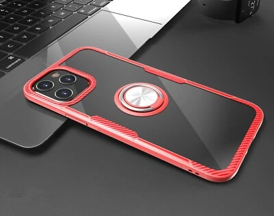 $7.50 • Buy For IPhone 11 12 14 Pro Max Mini Clear Case Ring Holder Stand Shockproof Cover