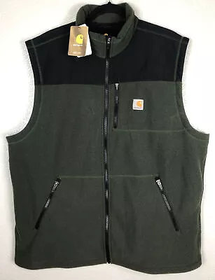 NWT Carhartt Fallon Vest Men’s 2XL Reg Relaxed Fleece Full Zip Work Soft Green • $59.99