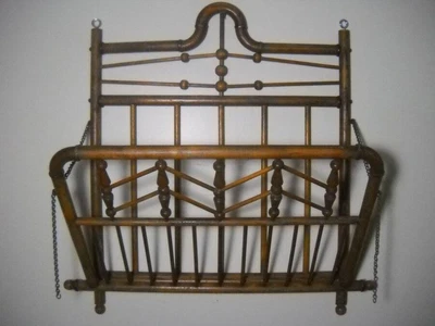 $69.99 • Buy Antique Oak Ball And Stick Hanging Magazine Rack