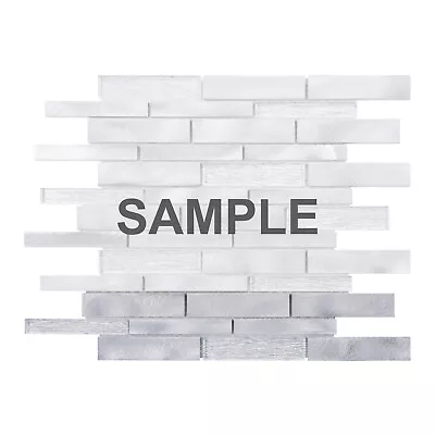 Silver Aluminum Metallic Infused Crystal Glass Mosaic Tile Kitchen Backsplash • $3.99