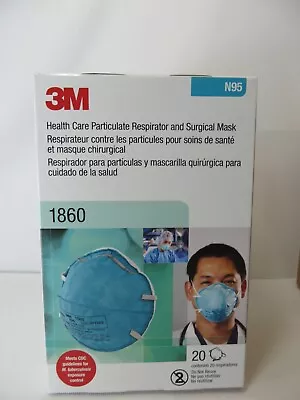 New 3M 1860 N95 Surgical Particulate Respirator Face Masks 20 Per Box  Exp 2026 • $12.55