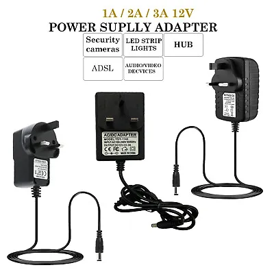 £7.19 • Buy 1A 2A 3A UK Power Supply AC/DC 100-240V Adapter Charger Mains Transformer Plug