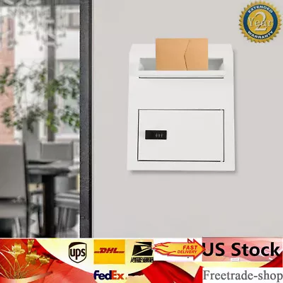 Wall Mount Locking Drop Box Steel Mailbox For Rent Payments Mail Keys Cash • $57