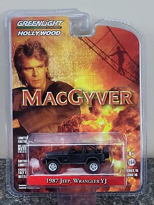 Greenlight Hollywood Diecast Car MacGyver 1987 Jeep Wrangler YJ 1:64 • $29.43