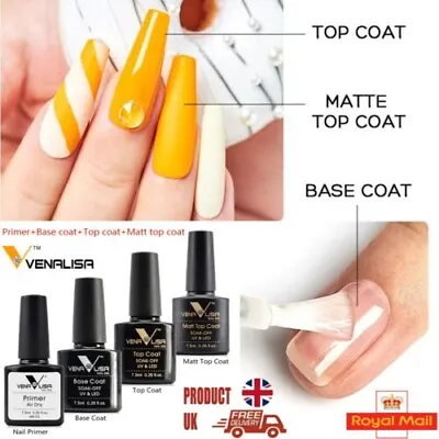 VENALISA Primer+Top+Base Coat Nail Dehydrator Nail Prep Dehydrate Primer Gel Set • £3.09