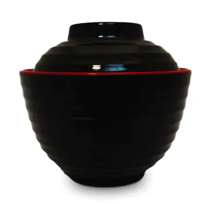Remo Black & Red Melamine Miso Soup Bowl With Lid • £9.65