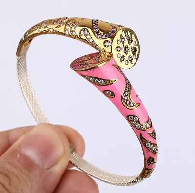$48.75 • Buy Enamel Turkish Simulated Amethyst .925 Silver & Bronze Bangle Bracelet #43581