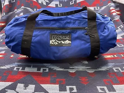 Vintage 90s Jansport Blue Duffel Bag Made In USA 1994 Weekender Carry On • $19.99