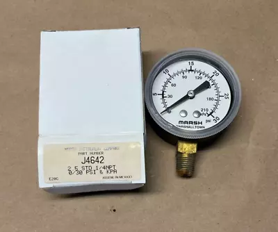 Marsh J4642 2.5 STD 1/4NPT 0/30 PSI & KPA Gauge • $18