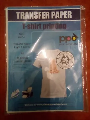 PPD T-Shirt Transfer Paper For Light T-Shirt Printing X17 Sheets • £10