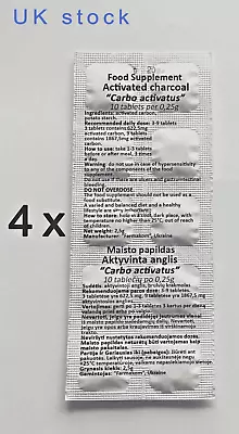 Activated Charcoal Carbon Carboaktiv Tablets 4 SHEETS X 10 Tablets fast Dispatch • £2.55