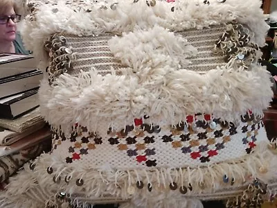 POTTERY BARN WOOL LOOK MOROCCAN Style Throw Pillow 24x24 Beading • $35