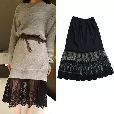 Womens Lace Slip Dress Extender Half Slips Lace A Line Extender Underskirt Dress • $9.90