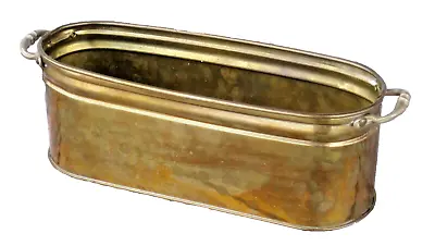 Vintage Solid Brass Window Sill 12  Long Planter Pot With Ornate Handles • $19.76