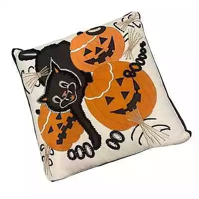 Nicole Miller Hand Made Embroidered Beaded Halloween Pumpkin Throw Pillow Set • $59