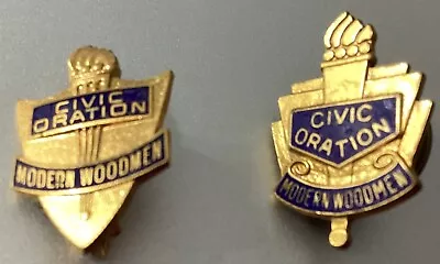 VTG Lot Of 2 Modern Woodmen Civic Oration Pins Gold Tone • $10