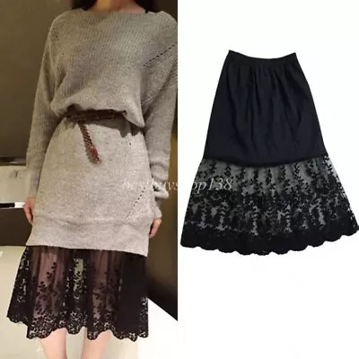 Women Lace Slip Skirts Extender Half Slips A Line Petticoat Underskirt Dress • $9.41