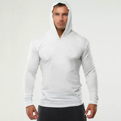 Men's Slim Fit Breathable Sports Hoodies Pullover Stretchy Hooded T-Shirts Tops • $22.92