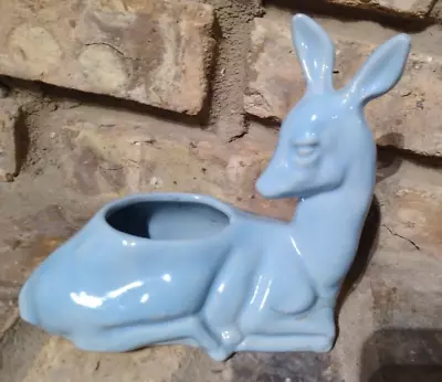 Blue Ceramic Deer Planter • $20