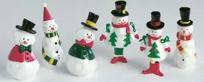 £4.49 • Buy 6 Mini Snowman Christmas Cake Decorations Yule Log Toppers Figures Picks Xmas