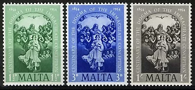 Malta 1954 Centenary Of Immaculate Conception Dogma MNH Mi 234-36 • $0.99