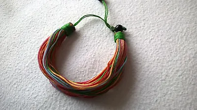 Multi Coloured Waxed Cotton Cord Bracelet • £3
