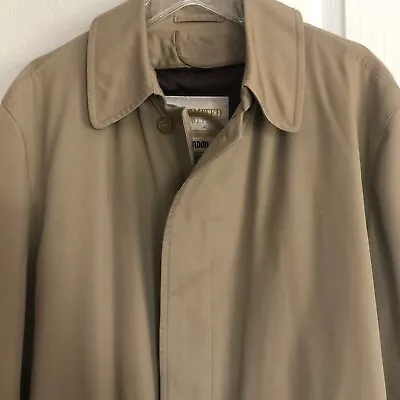 40R Vtg London Fog Khaki Single-Breasted Raincoat Trench Coat W/ Fleece Liner M • $33.97