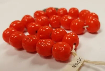 24 VINTAGE JAPANESE CHERRY BRAND GLASS CORAL 11mm. BAROQUE ROUND BEADS 4736T • $4.49
