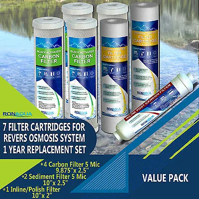 7 PACK RO Filters Premier 1-Year 5-Stage Reverse Osmosis Replacement Filter Kit • $29.99