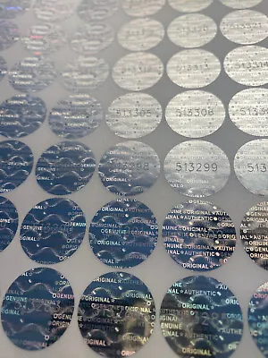$7.99 • Buy [QTY 98] .80 IN ROUND TAMPER EVIDENT HOLOGRAM SERIAL NUMBER LABELS STICKERS 20mm