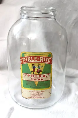 Vintage Pickle Rite Polka Chips Jar From Pulaski WI • $16