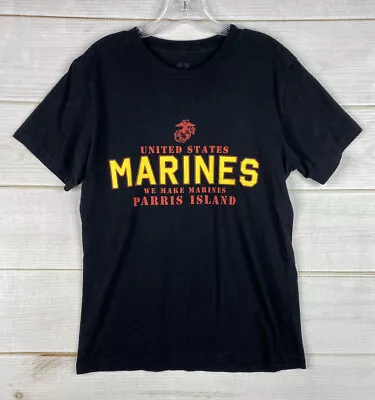 Marines T-Shirt USMC Sz M Black Paris Island SC Boot Camp Top PT Workout • $16.14