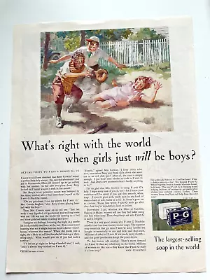 1931 Print Ad P&G Naptha Soap And Sunbrite Cleanser Girl Playing Baseball(!) • $9.95