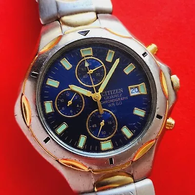 Citizen Chronograph Watch Blue Dial With Bracelet D5-S68342 For Repair Parts • $39