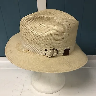 Vintage Dorfman Pacific Panama Straw Hat Handmade Mens Large Tan With Band USA • $24.99