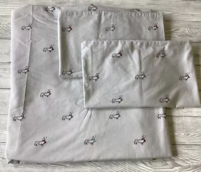 M&S ~ Double Light Grey Duvet Cover & 2 Pillowcases Dog Design  • £16