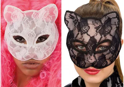 £9.99 • Buy Hard PVC Lace Cat Mask Venetian Masquerade Mask Fancy Dress Woman Gato CT