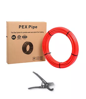 EFIELD 1/2  X 100ft Red Pex-A Pipe/Tubing  Free Pipe Cutter • $38.99
