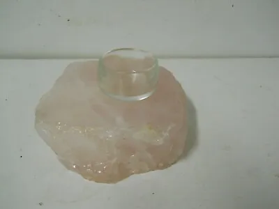Rose Quartz Crystal Tea Light Candle Holder Polished & Rough Heal Love Feng Shui • $23.96