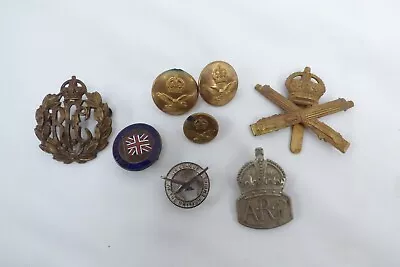 Bundle Antique Vintage Militaria Buttons Pins Badges British RFC ARP RAF More • £14.99