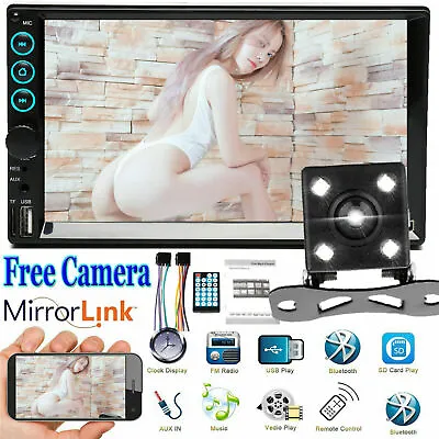 2Din Car Radio MP5 Stereo Multi-Player Mirror For Android IOS GPS Navigation+Cam • $56.07
